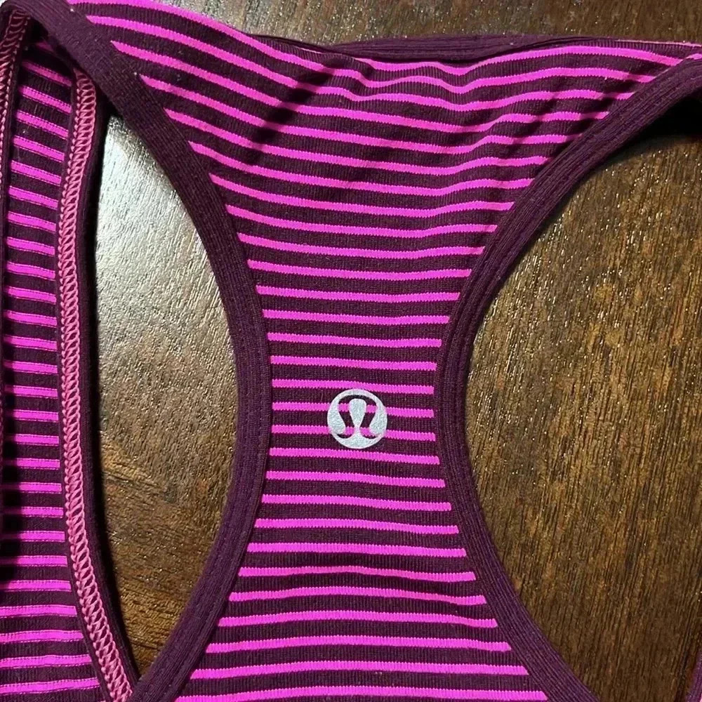 Lululemon Cool Racerback Hyper Stripe Raspberry Glo Light / Plum - Picture 8 of 8